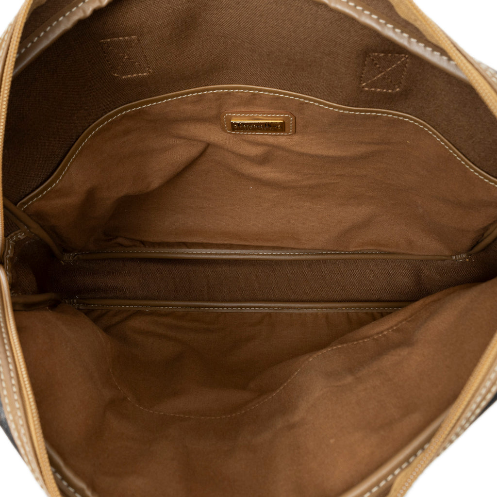 Handbag Vintage Document Bag Brown Honeycomb Coated Canvas