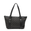 Shoulder Bag Abbey Tote Black Monogrammed Denim Canvas