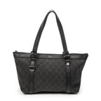 Shoulder Bag Abbey Tote Black Monogrammed Denim Canvas