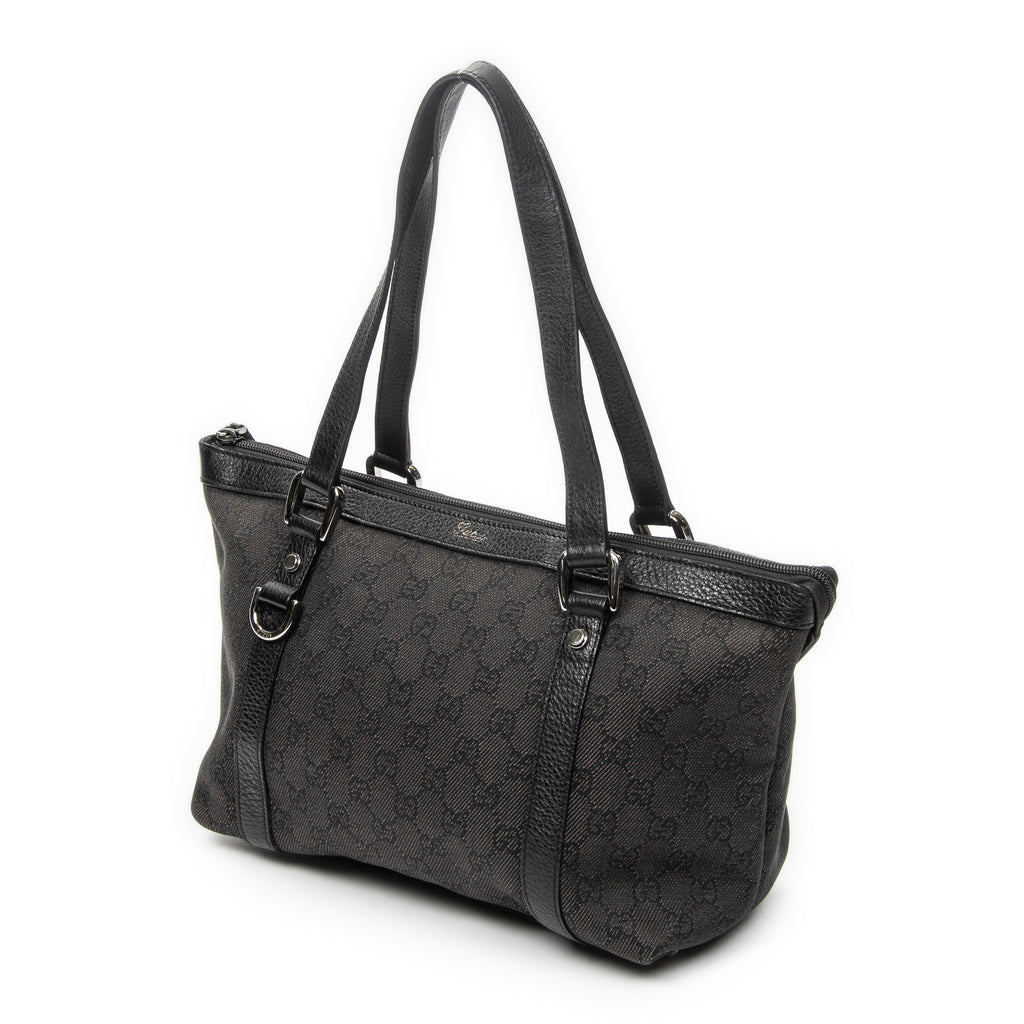 Shoulder Bag Abbey Tote Black Monogrammed Denim Canvas