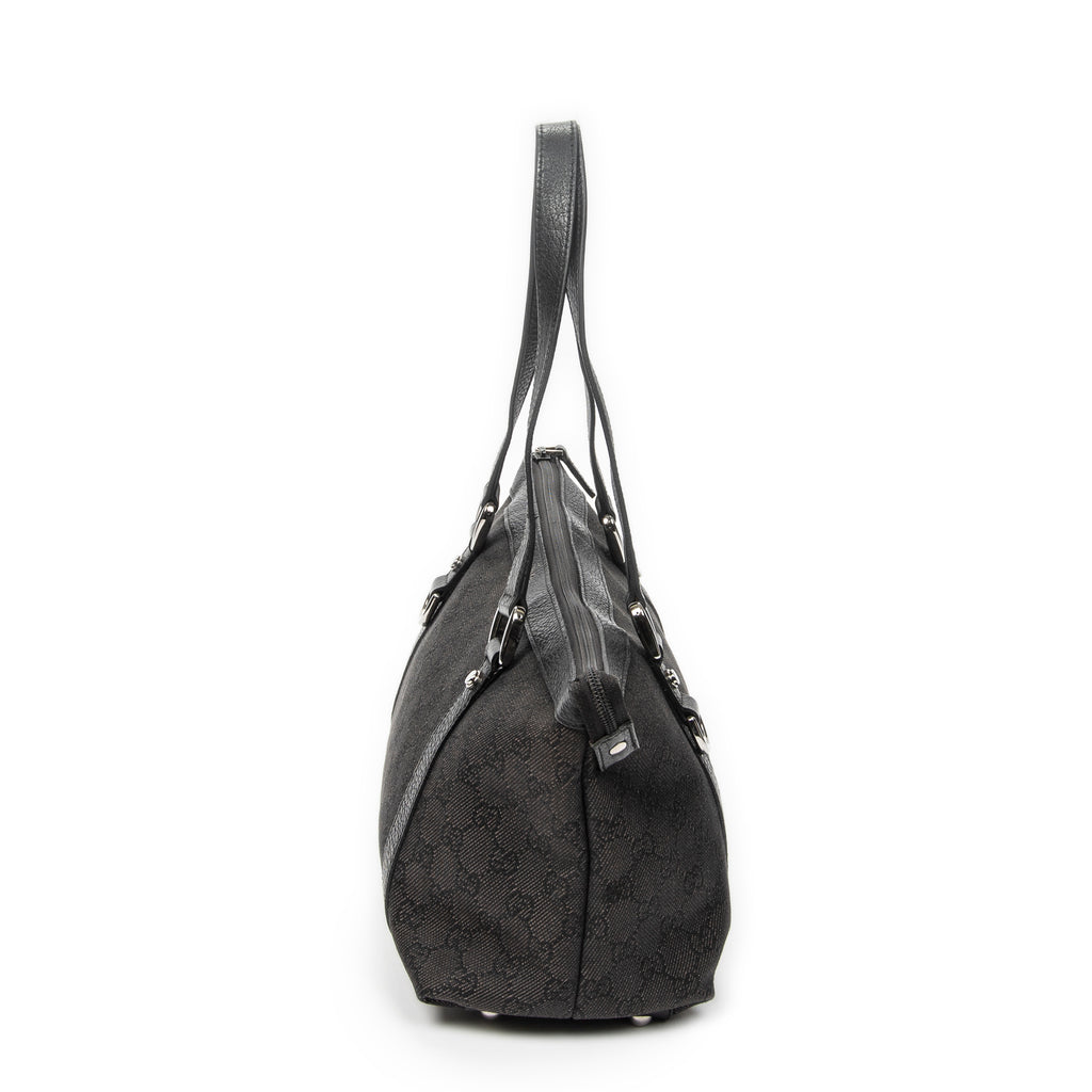 Shoulder Bag Abbey Tote Black Monogrammed Denim Canvas