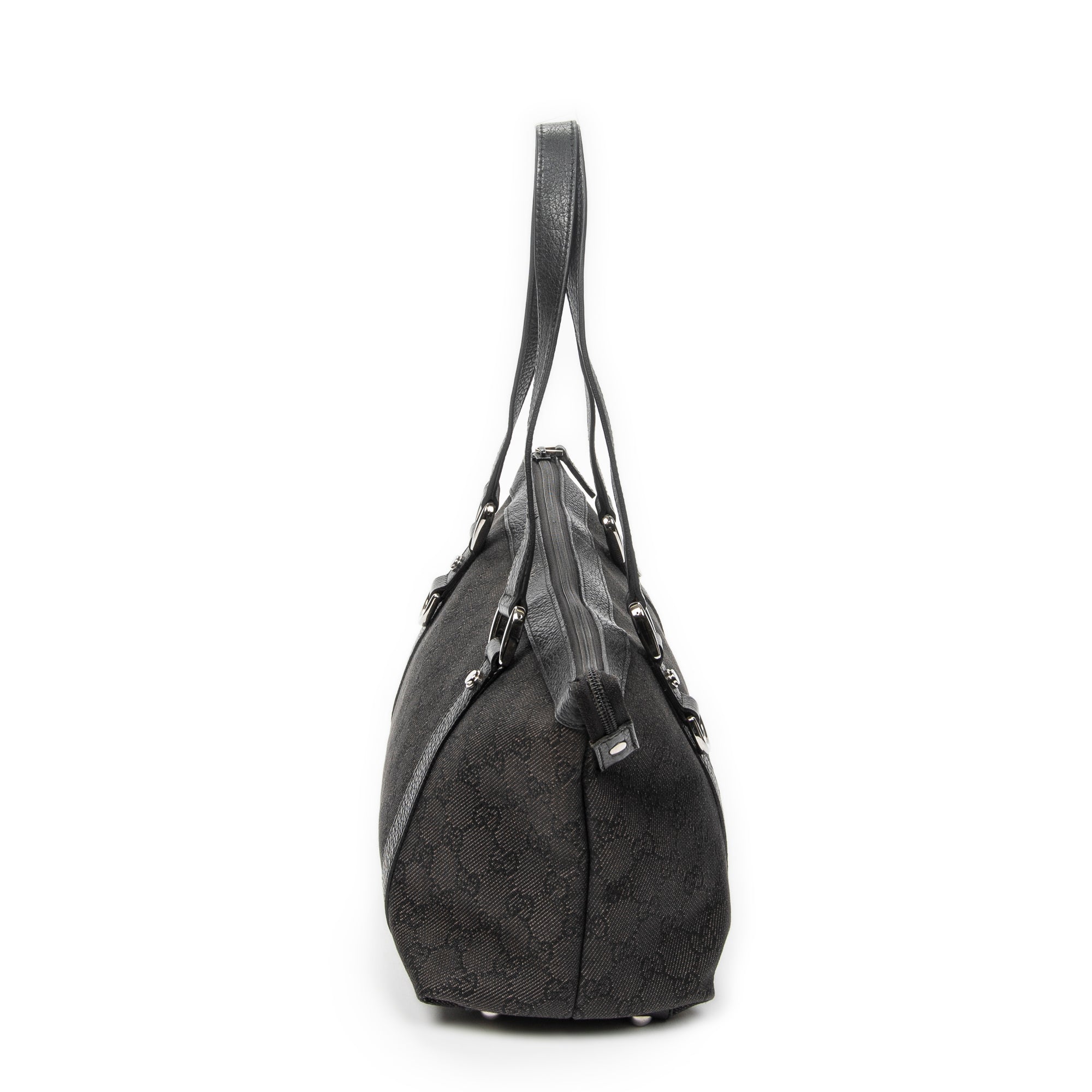 Shoulder Bag Abbey Tote Black Monogrammed Denim Canvas