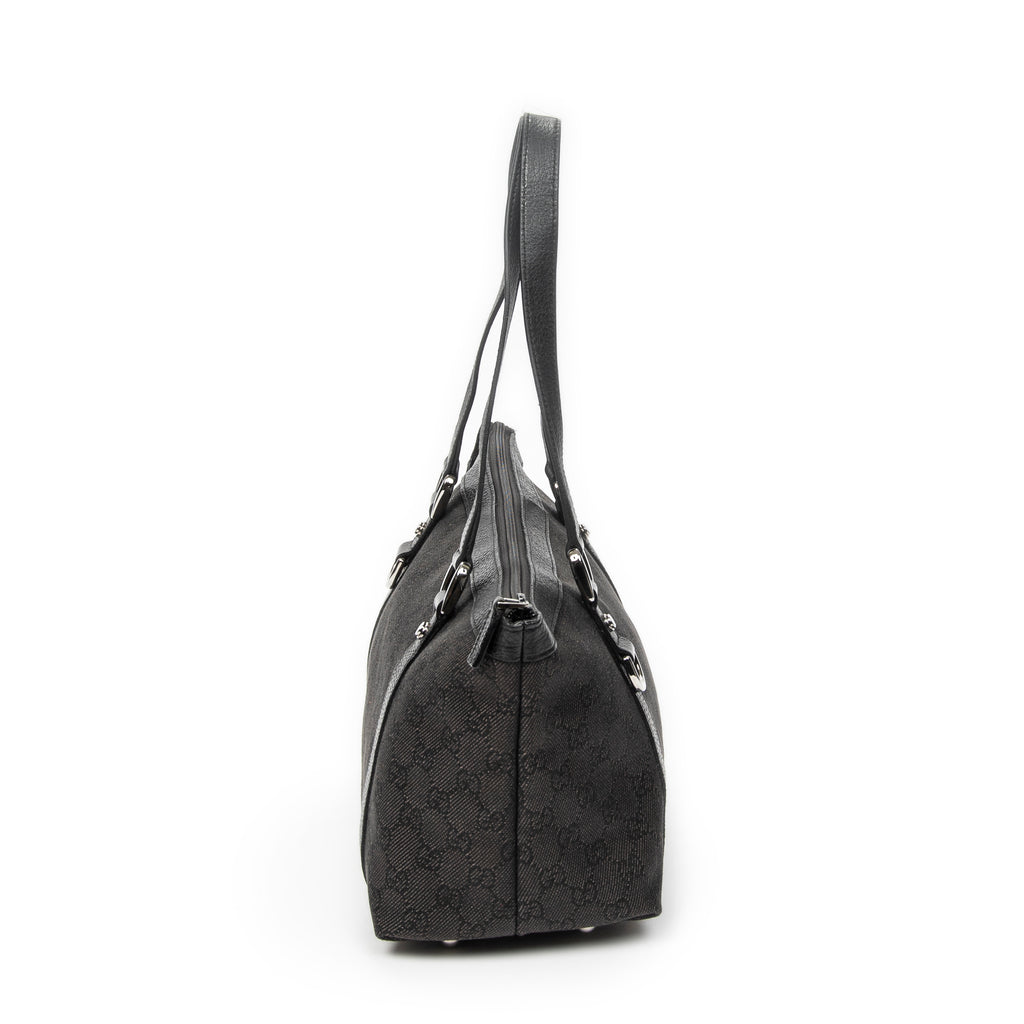 Shoulder Bag Abbey Tote Black Monogrammed Denim Canvas