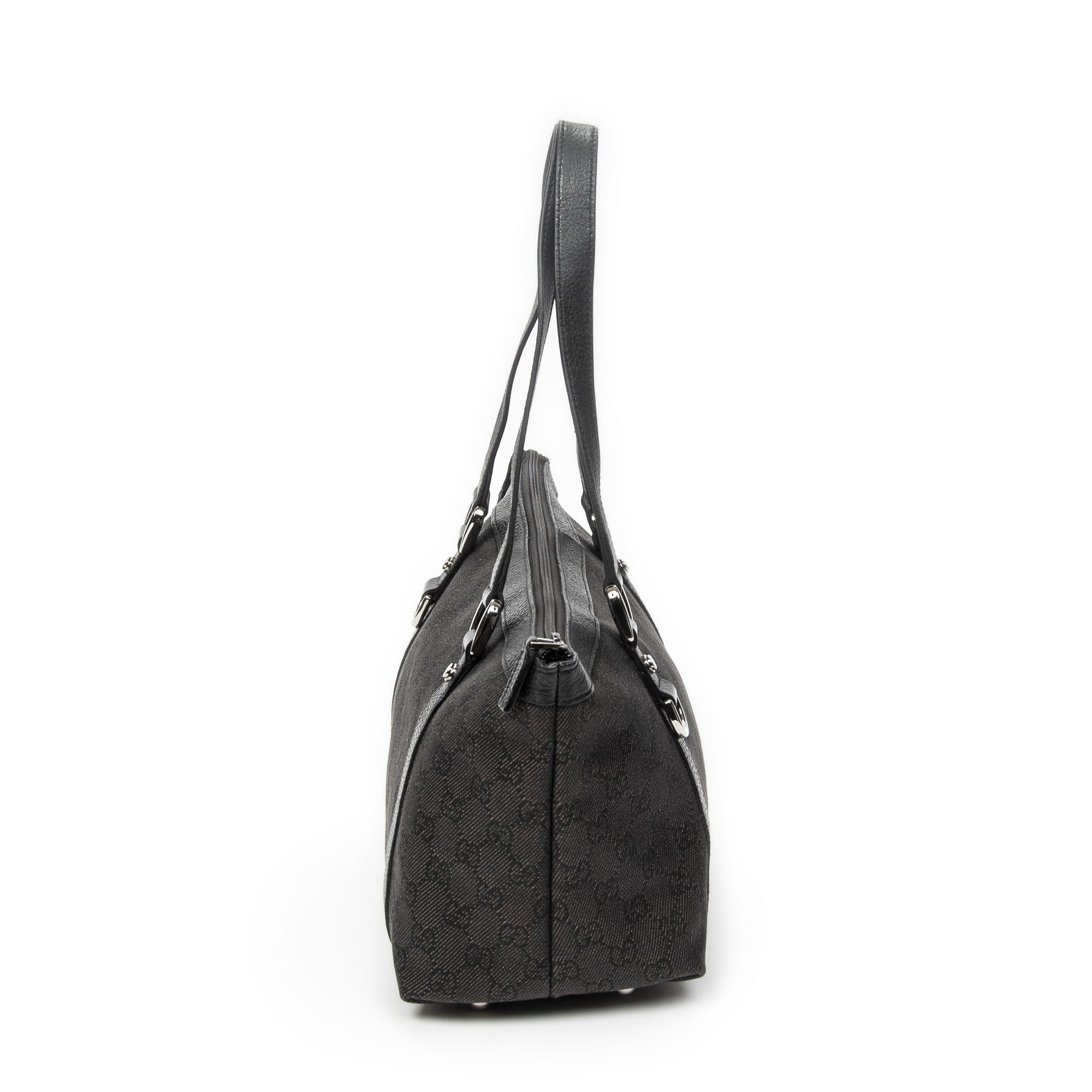 Shoulder Bag Abbey Tote Black Monogrammed Denim Canvas