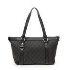Shoulder Bag Abbey Tote Black Monogrammed Denim Canvas