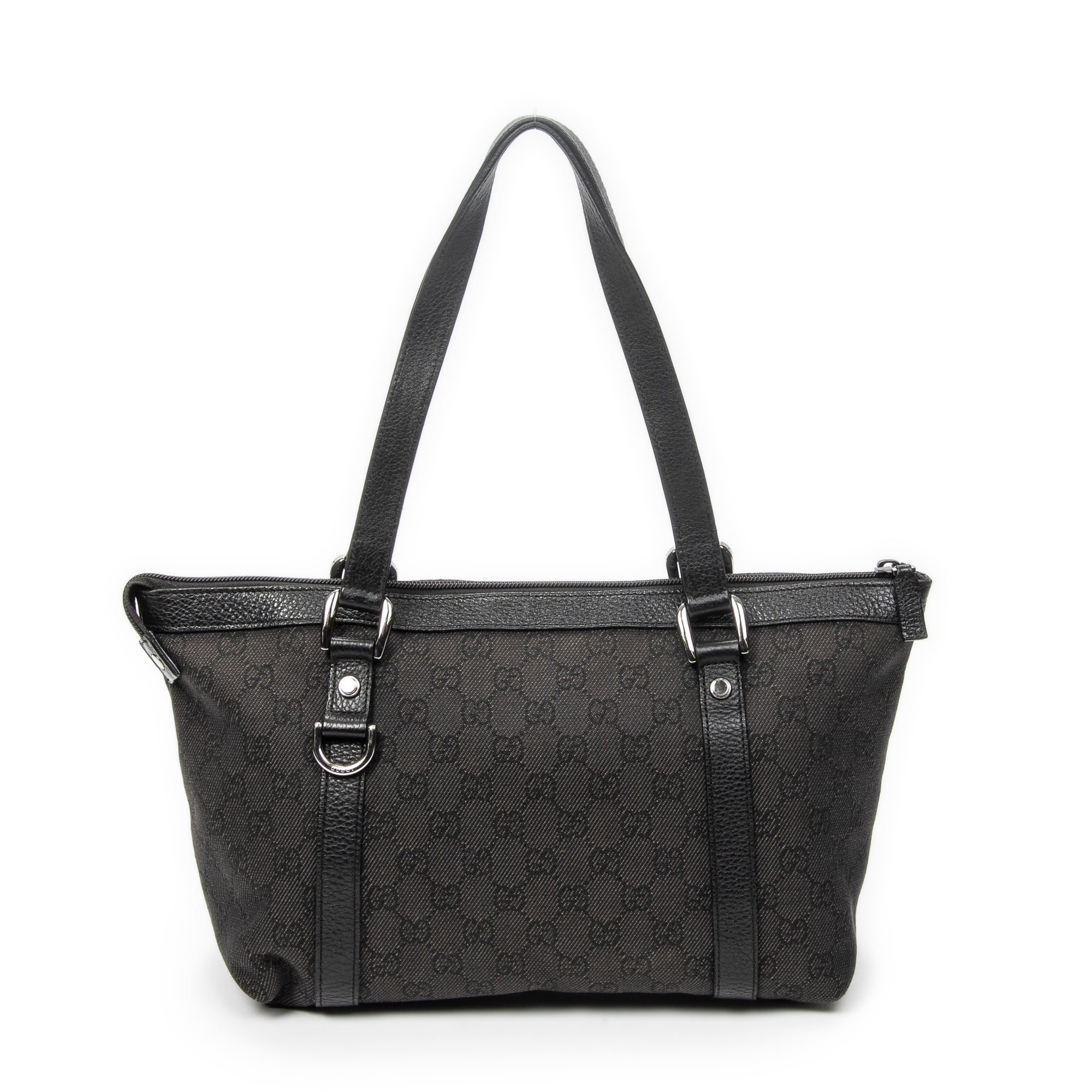 Shoulder Bag Abbey Tote Black Monogrammed Denim Canvas