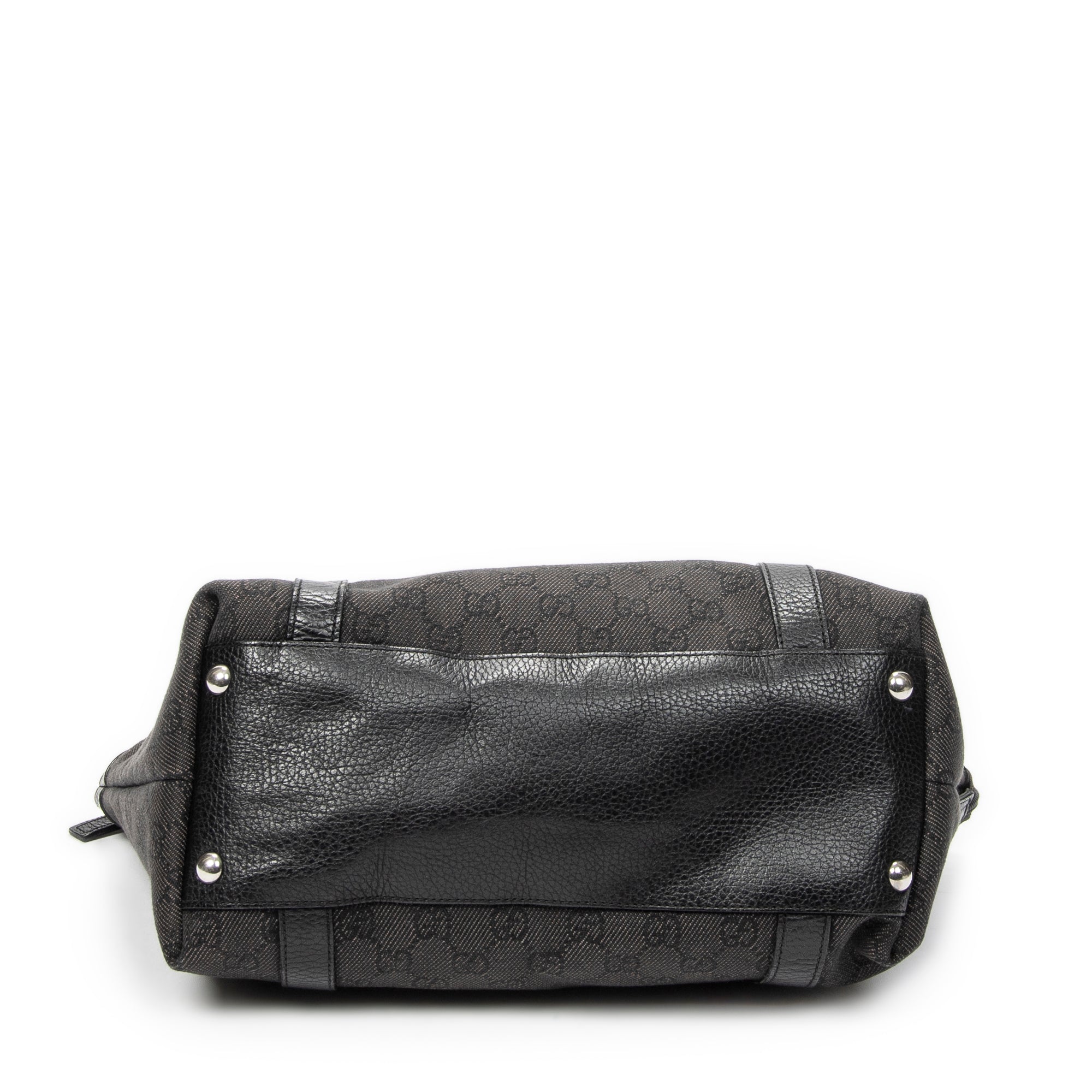 Shoulder Bag Abbey Tote Black Monogrammed Denim Canvas