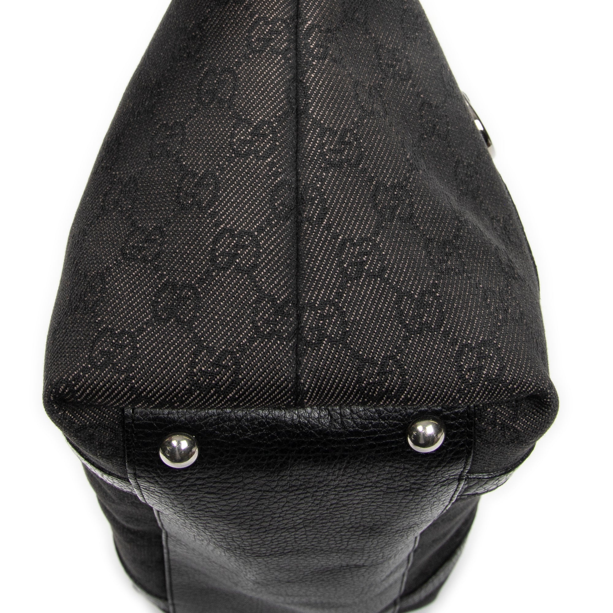 Shoulder Bag Abbey Tote Black Monogrammed Denim Canvas