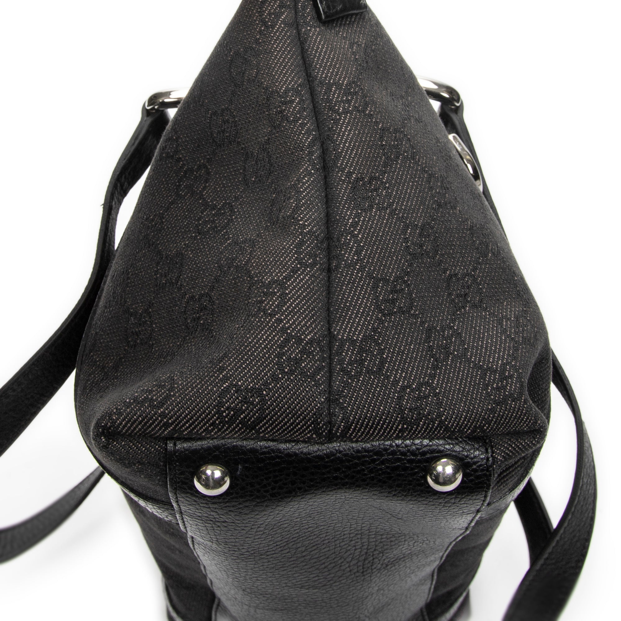 Shoulder Bag Abbey Tote Black Monogrammed Denim Canvas
