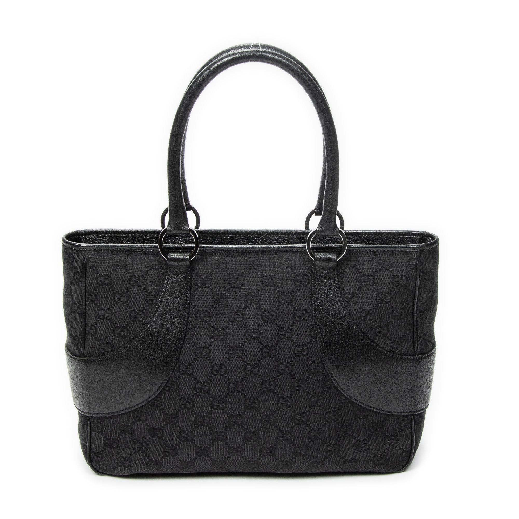 Shoulder Bag Jacquard Tote Black Monogrammed Canvas