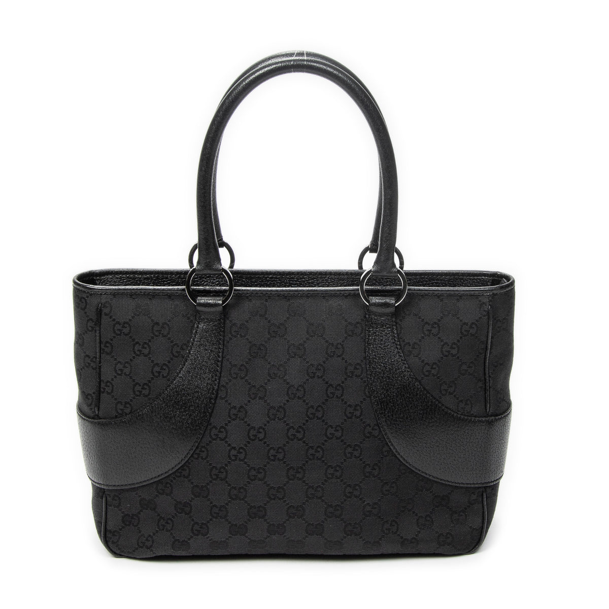 Shoulder Bag Jacquard Tote Black Monogrammed Canvas