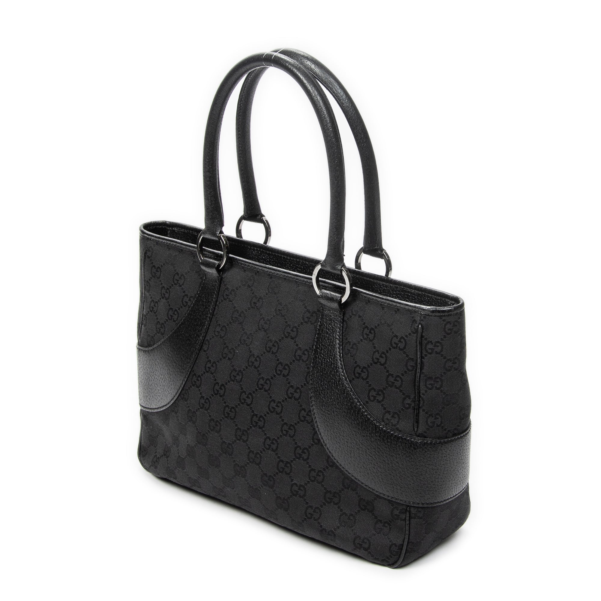 Shoulder Bag Jacquard Tote Black Monogrammed Canvas