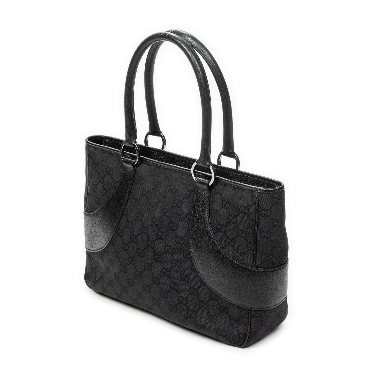 Shoulder Bag Jacquard Tote Black Monogrammed Canvas
