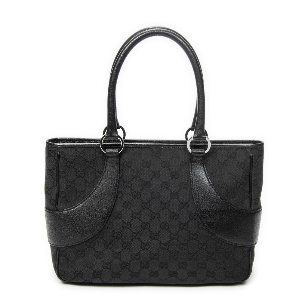 Shoulder Bag Jacquard Tote Black Monogrammed Canvas