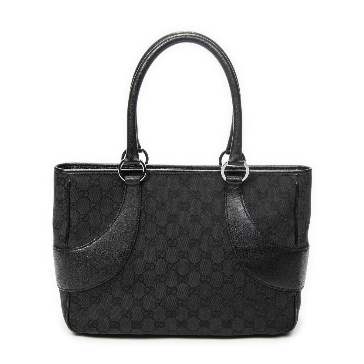 Shoulder Bag Jacquard Tote Black Monogrammed Canvas