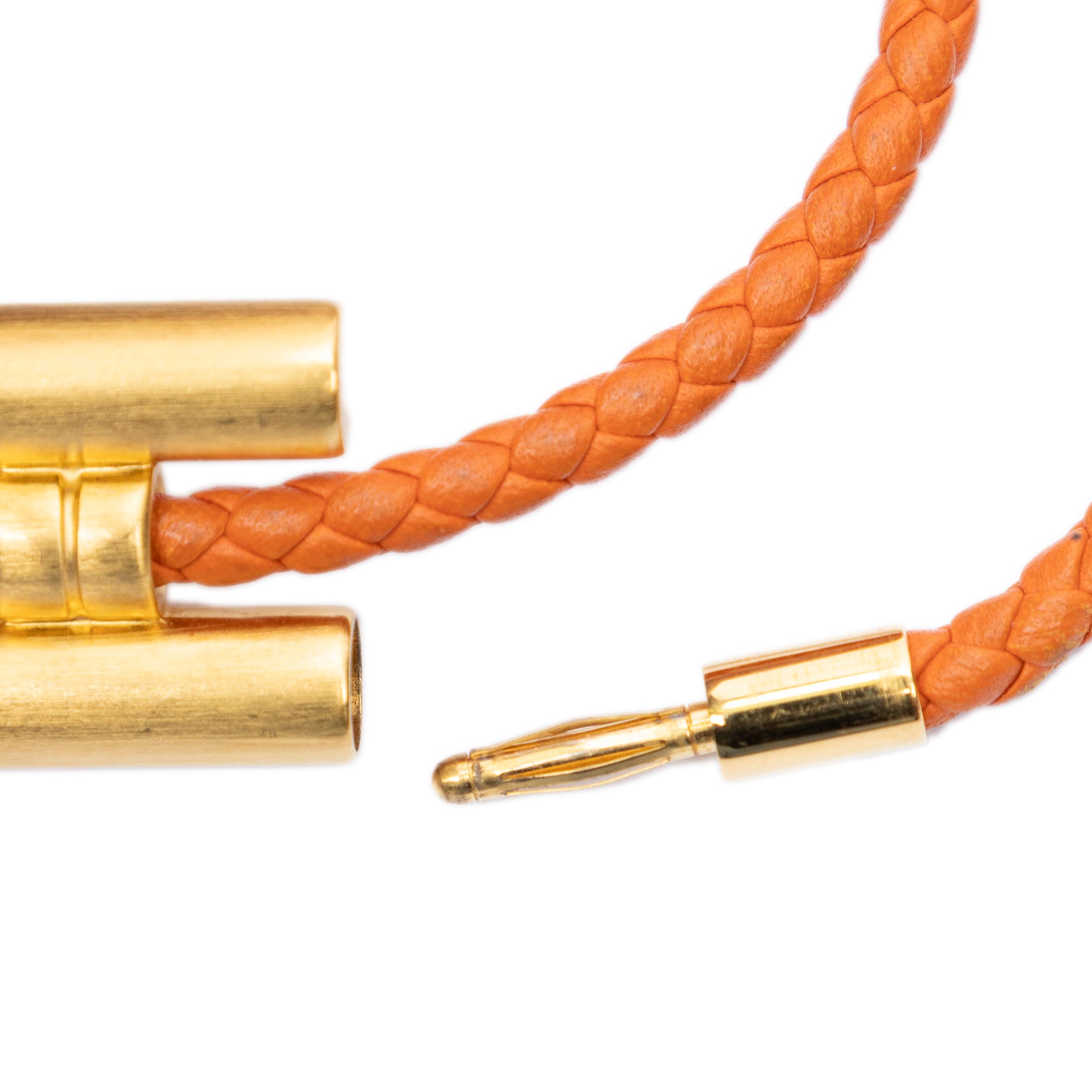 Bracelet Tournis Tresse Bracelet Orange Braided Calfskin Leather