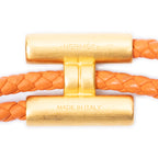 Bracelet Tournis Tresse Bracelet Orange Braided Calfskin Leather