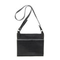 Shoulder Bag Flat Messenger Black Grained Calfskin Leather