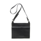 Shoulder Bag Flat Messenger Black Grained Calfskin Leather