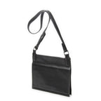 Shoulder Bag Flat Messenger Black Grained Calfskin Leather
