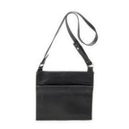 Shoulder Bag Flat Messenger Black Grained Calfskin Leather