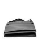 Shoulder Bag Flat Messenger Black Grained Calfskin Leather