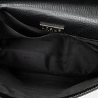 Shoulder Bag Flat Messenger Black Grained Calfskin Leather