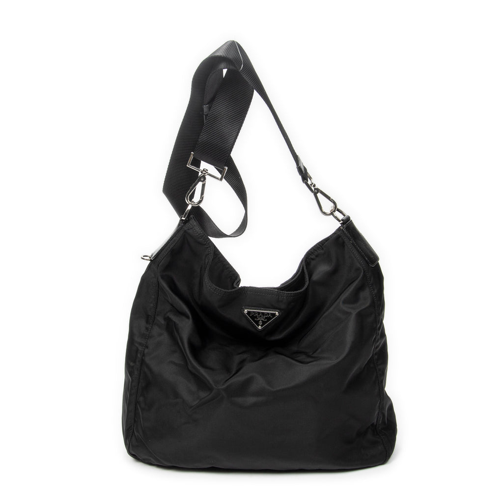 Shoulder Bag Large Messenger Black Nylon Canvas