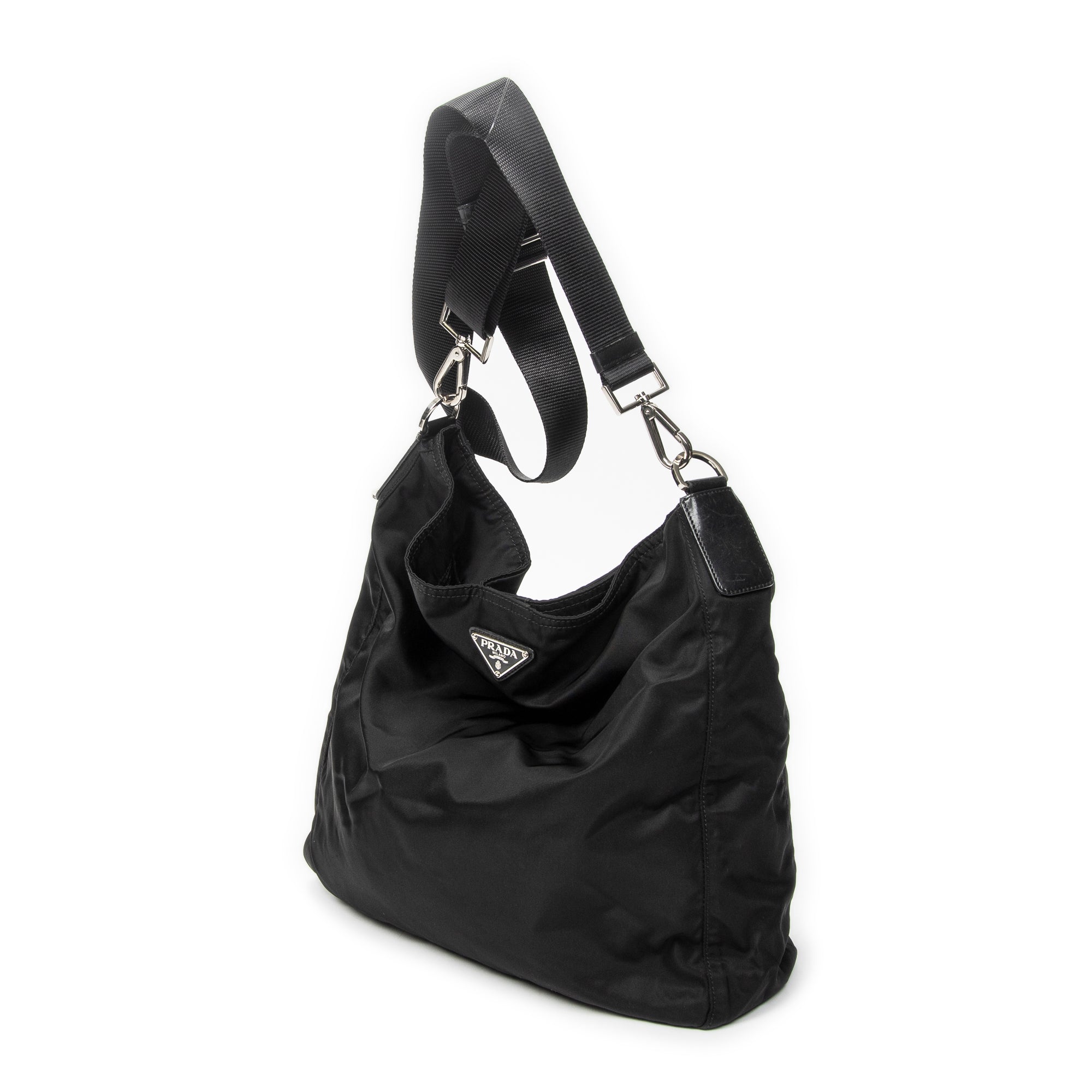 Shoulder Bag Large Messenger Black Nylon Canvas