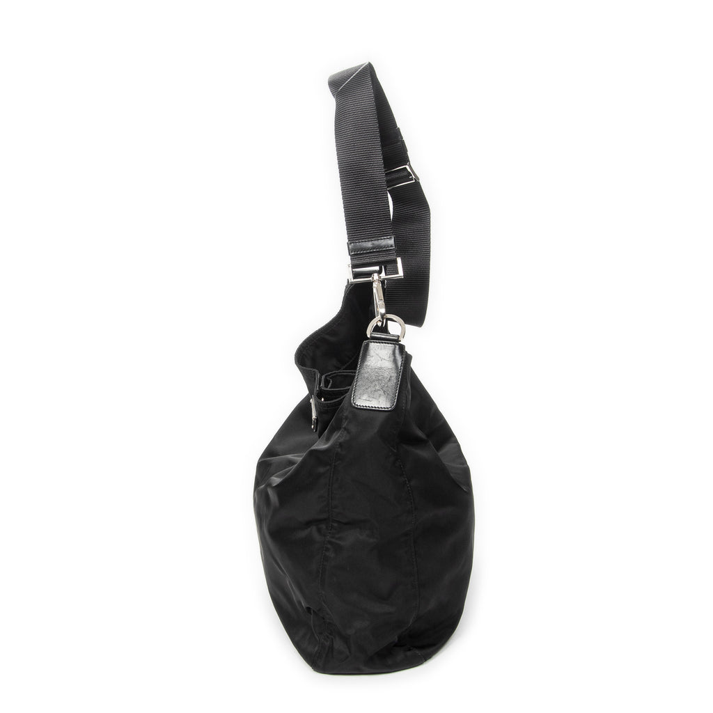 Shoulder Bag Large Messenger Black Nylon Canvas