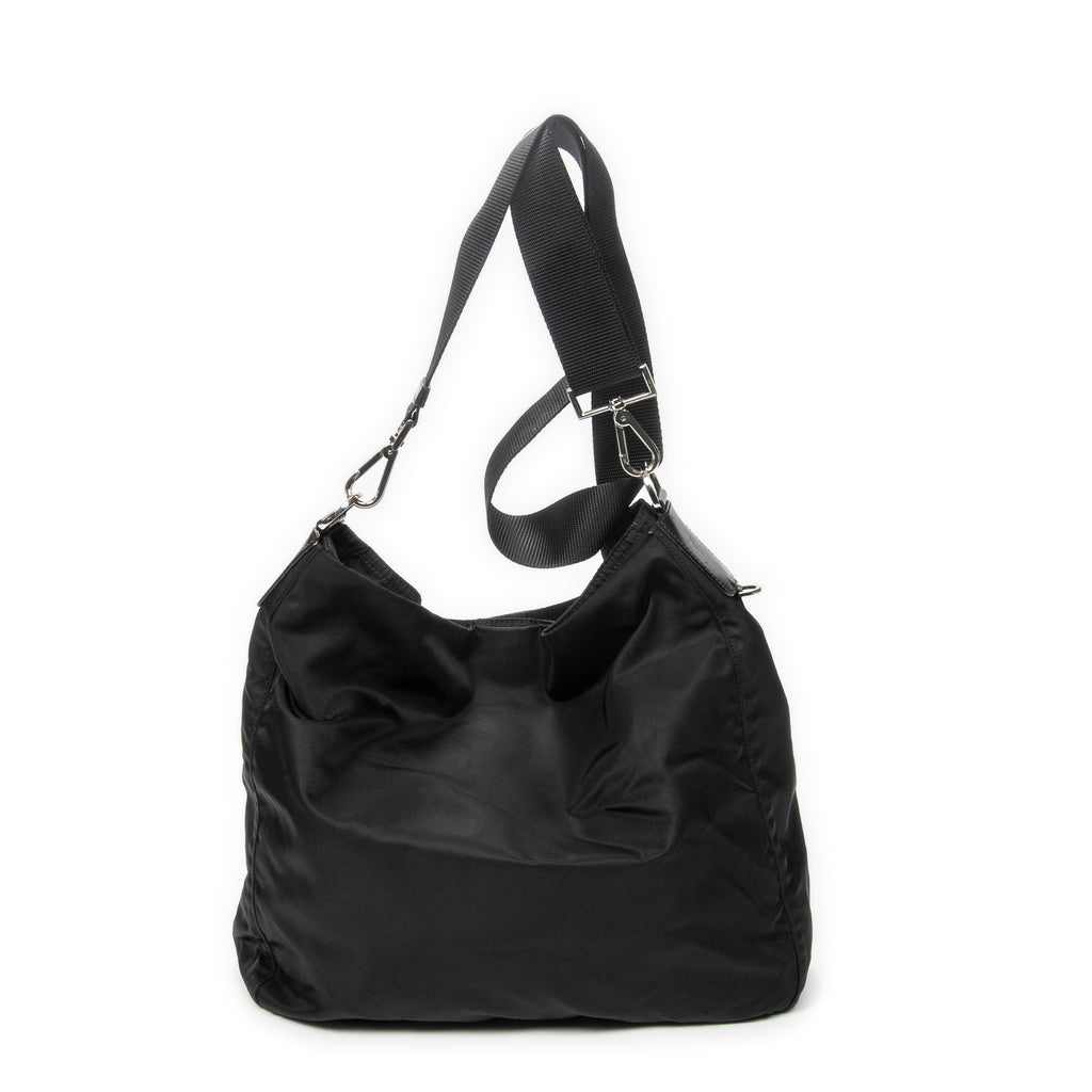 Shoulder Bag Large Messenger Black Nylon Canvas