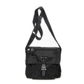 Shoulder Bag Small Buckle Flap Messenger Black Nylon Canvas