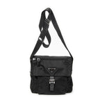 Shoulder Bag Small Buckle Flap Messenger Black Nylon Canvas
