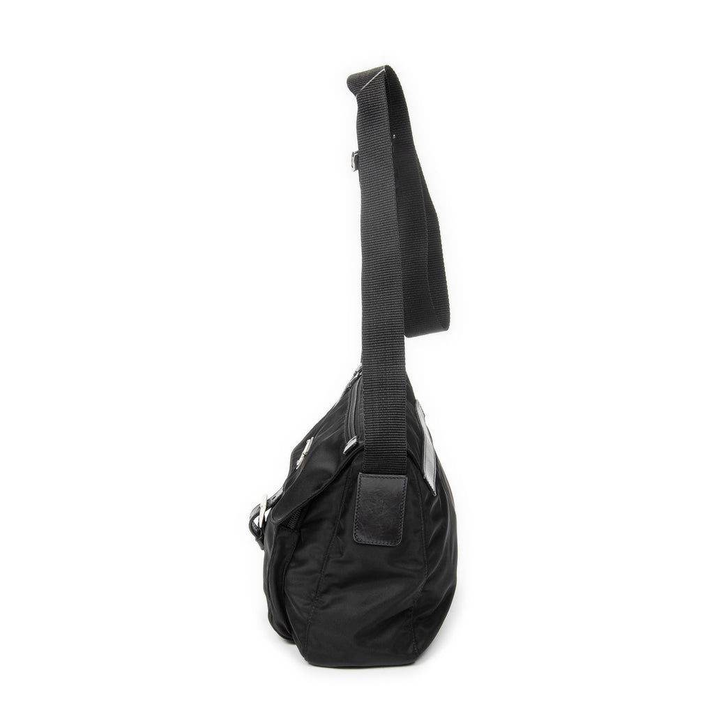 Shoulder Bag Small Buckle Flap Messenger Black Nylon Canvas