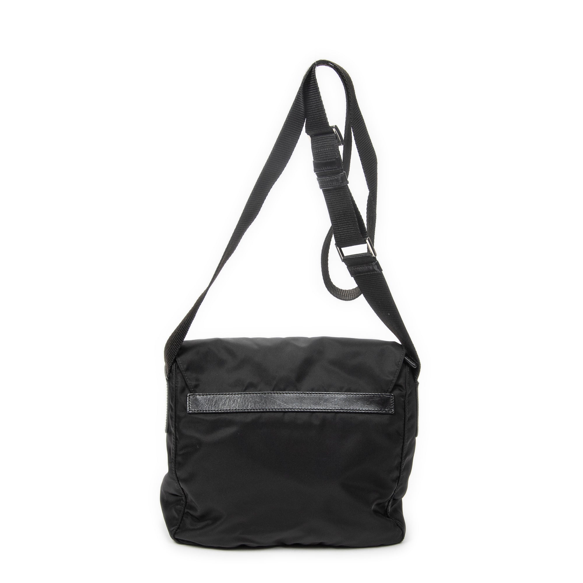 Shoulder Bag Small Buckle Flap Messenger Black Nylon Canvas