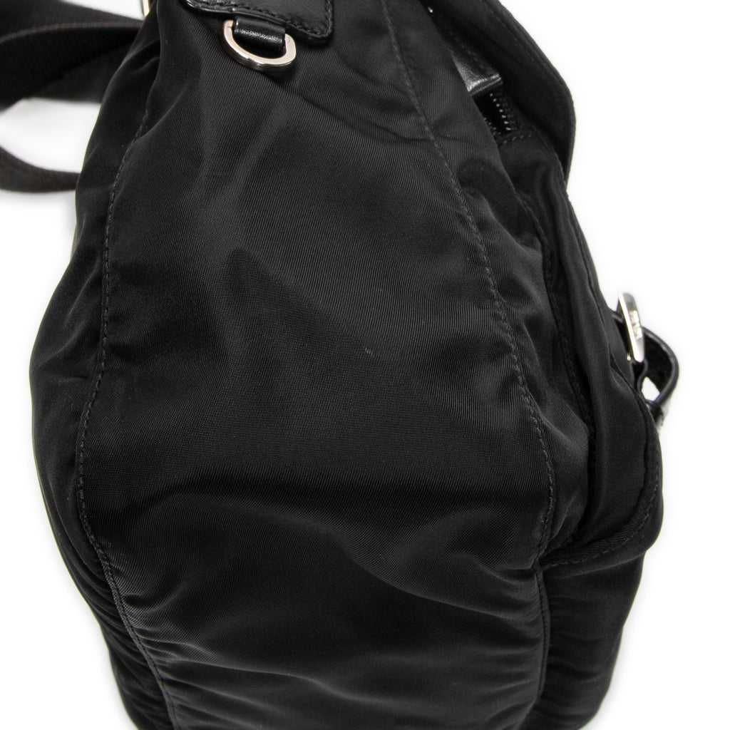 Shoulder Bag Small Buckle Flap Messenger Black Nylon Canvas