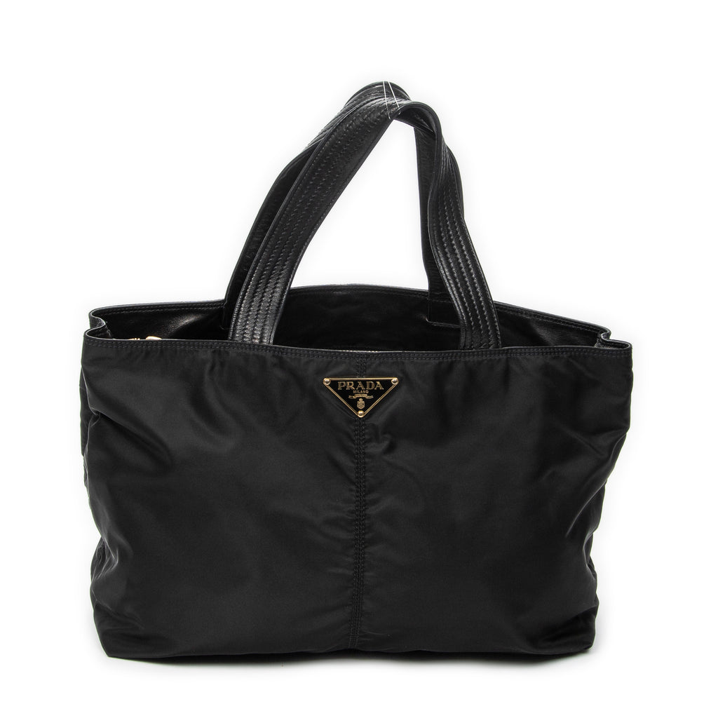 Shoulder Bag Large Shopping Tote Black Nylon Canvas