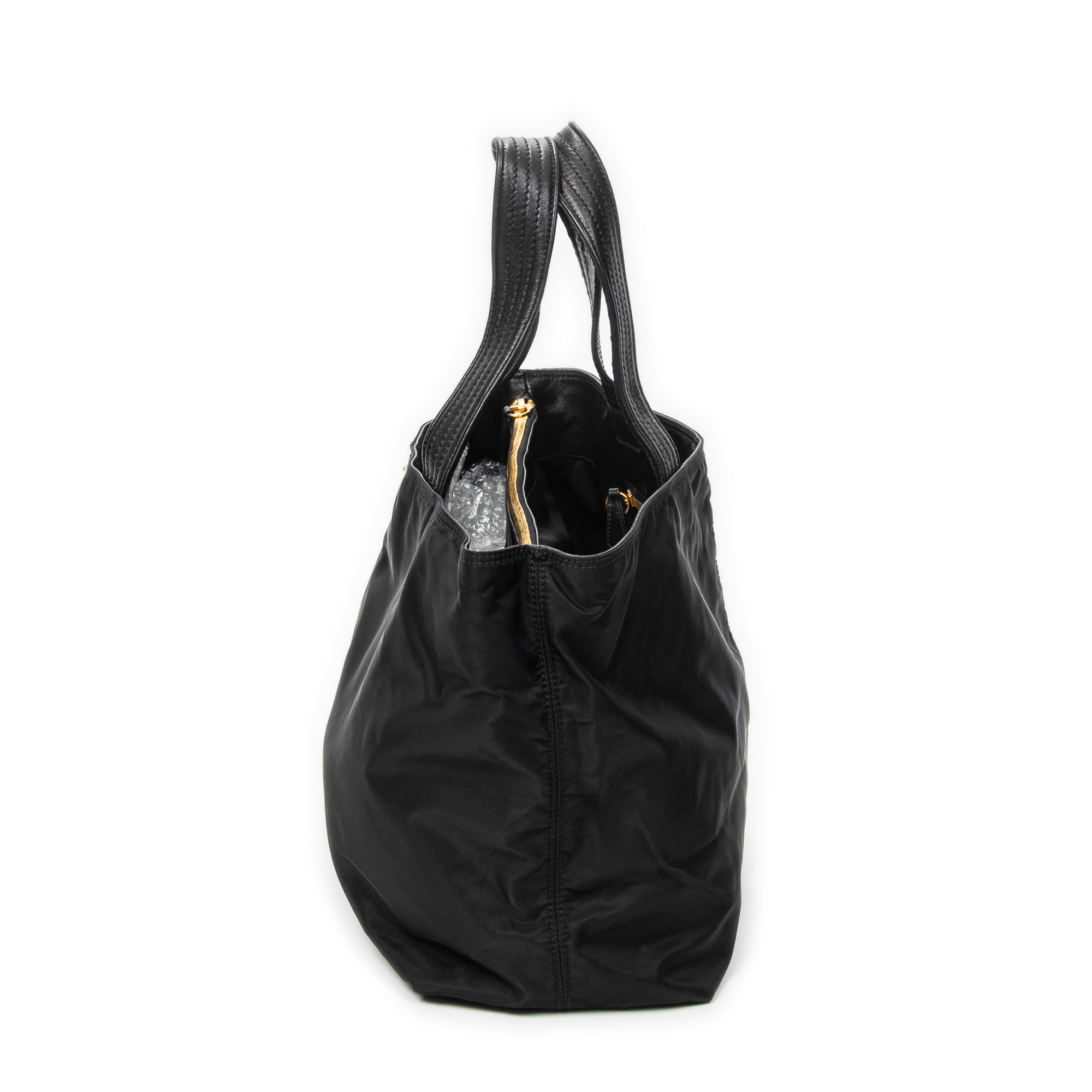 Shoulder Bag Large Shopping Tote Black Nylon Canvas