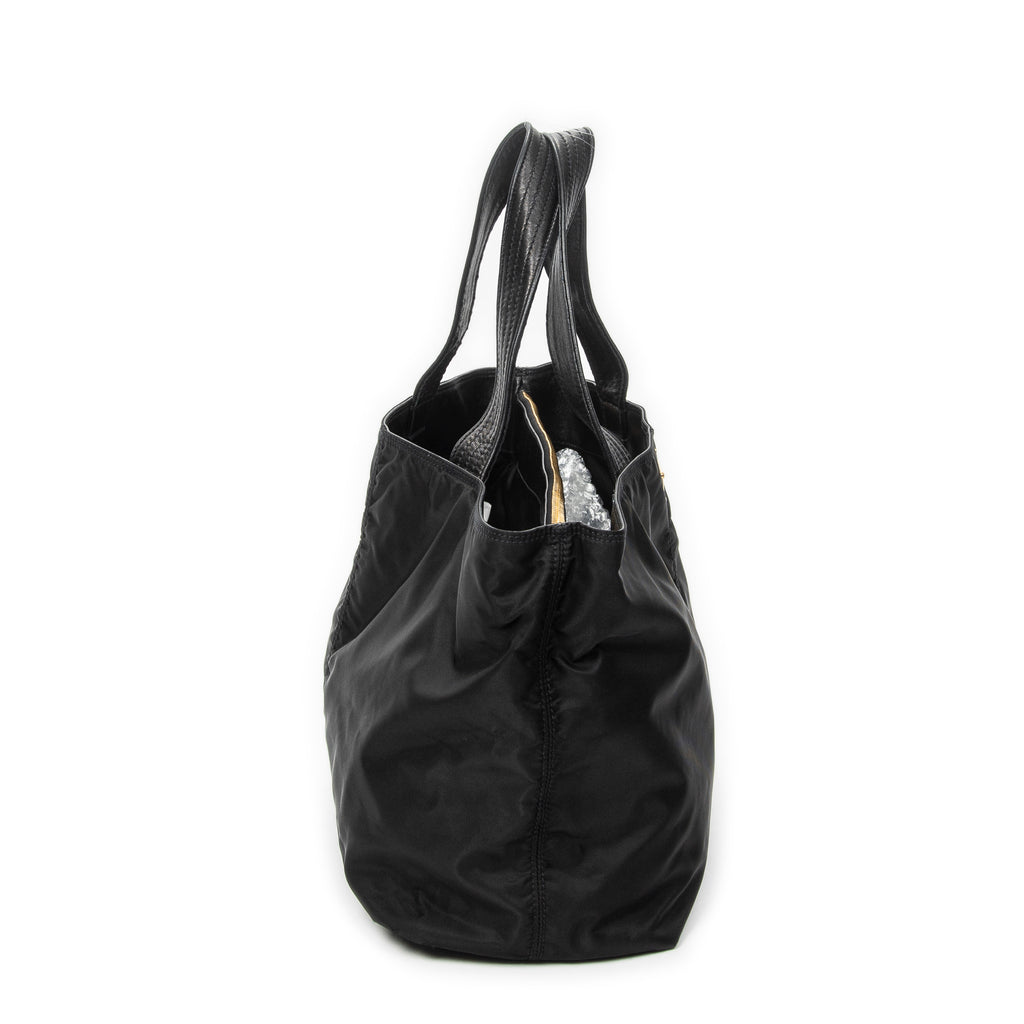 Shoulder Bag Large Shopping Tote Black Nylon Canvas
