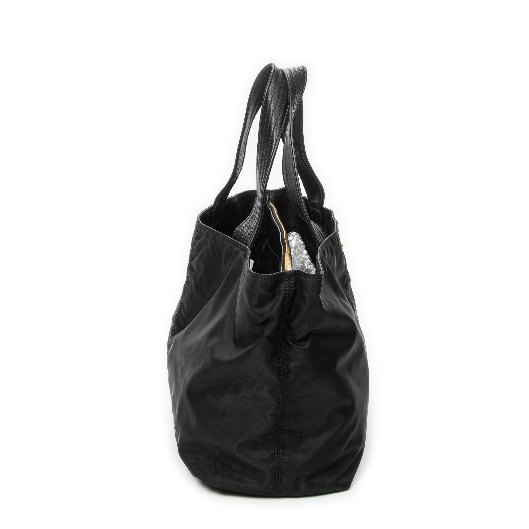 Shoulder Bag Large Shopping Tote Black Nylon Canvas