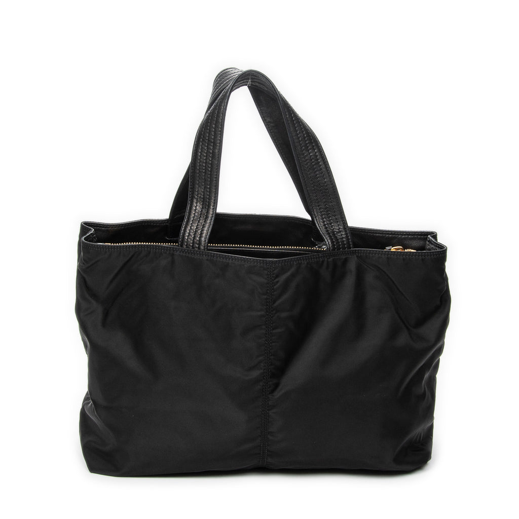 Shoulder Bag Large Shopping Tote Black Nylon Canvas