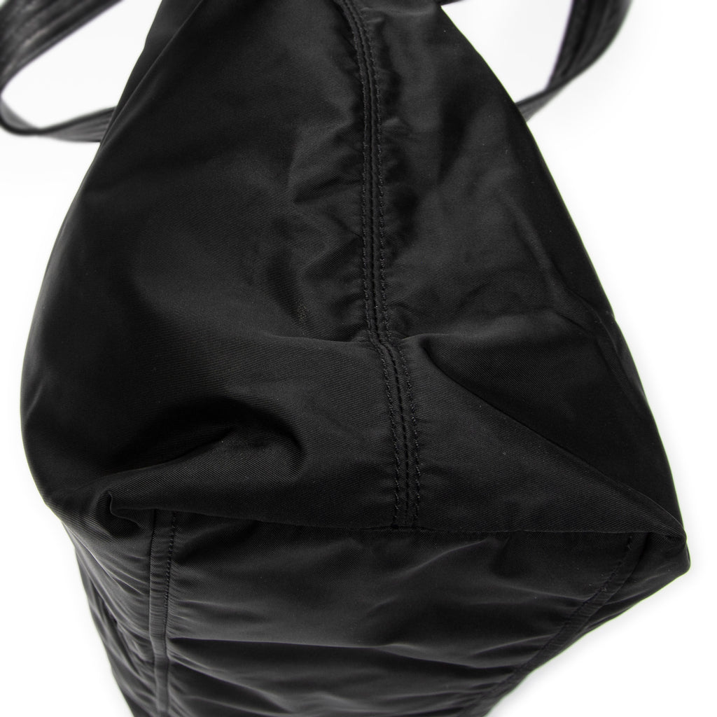 Shoulder Bag Large Shopping Tote Black Nylon Canvas