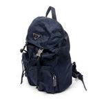 Backpack Small Flap Drawstring Backpack Navy Nylon Canvas