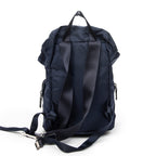 Backpack Small Flap Drawstring Backpack Navy Nylon Canvas
