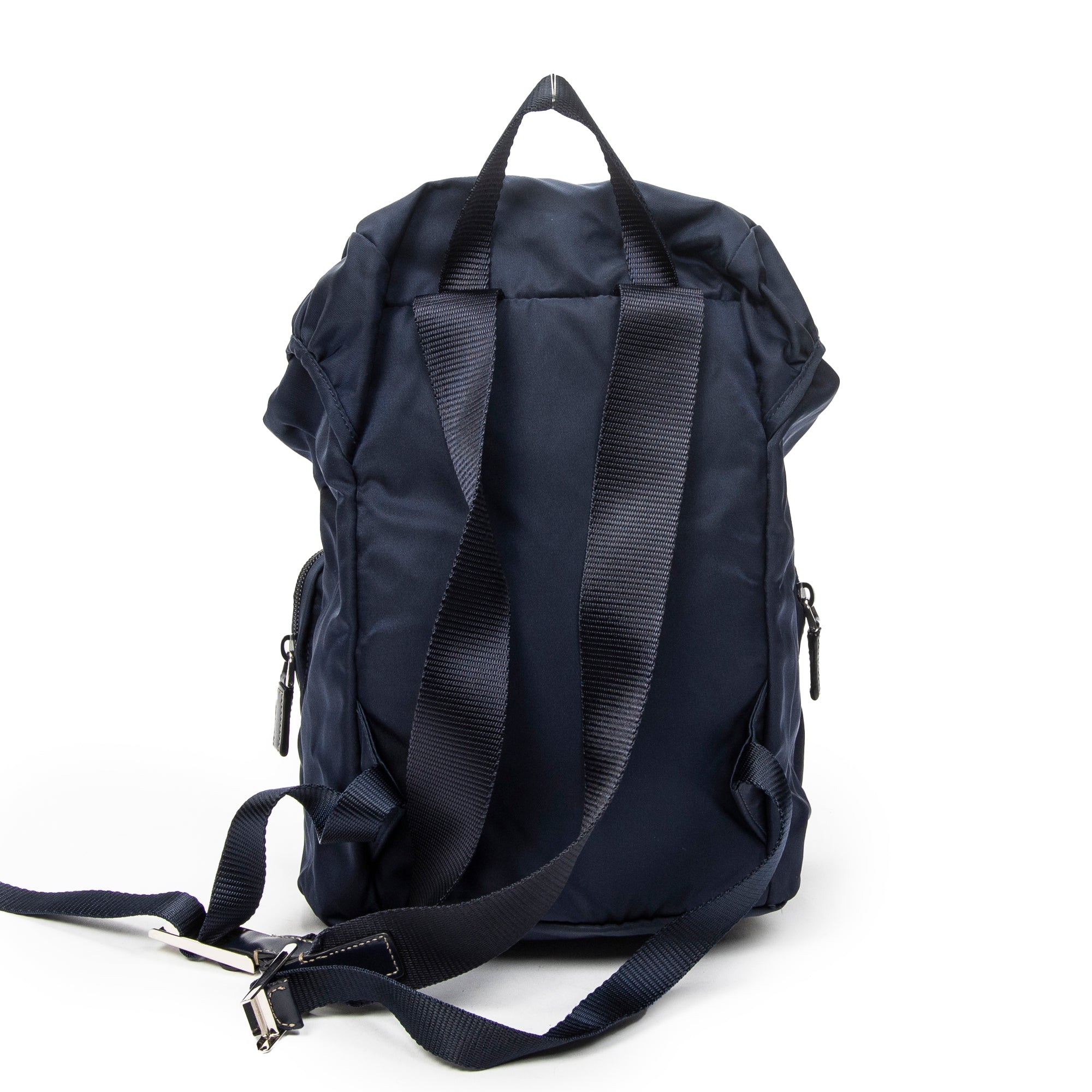 Backpack Small Flap Drawstring Backpack Navy Nylon Canvas