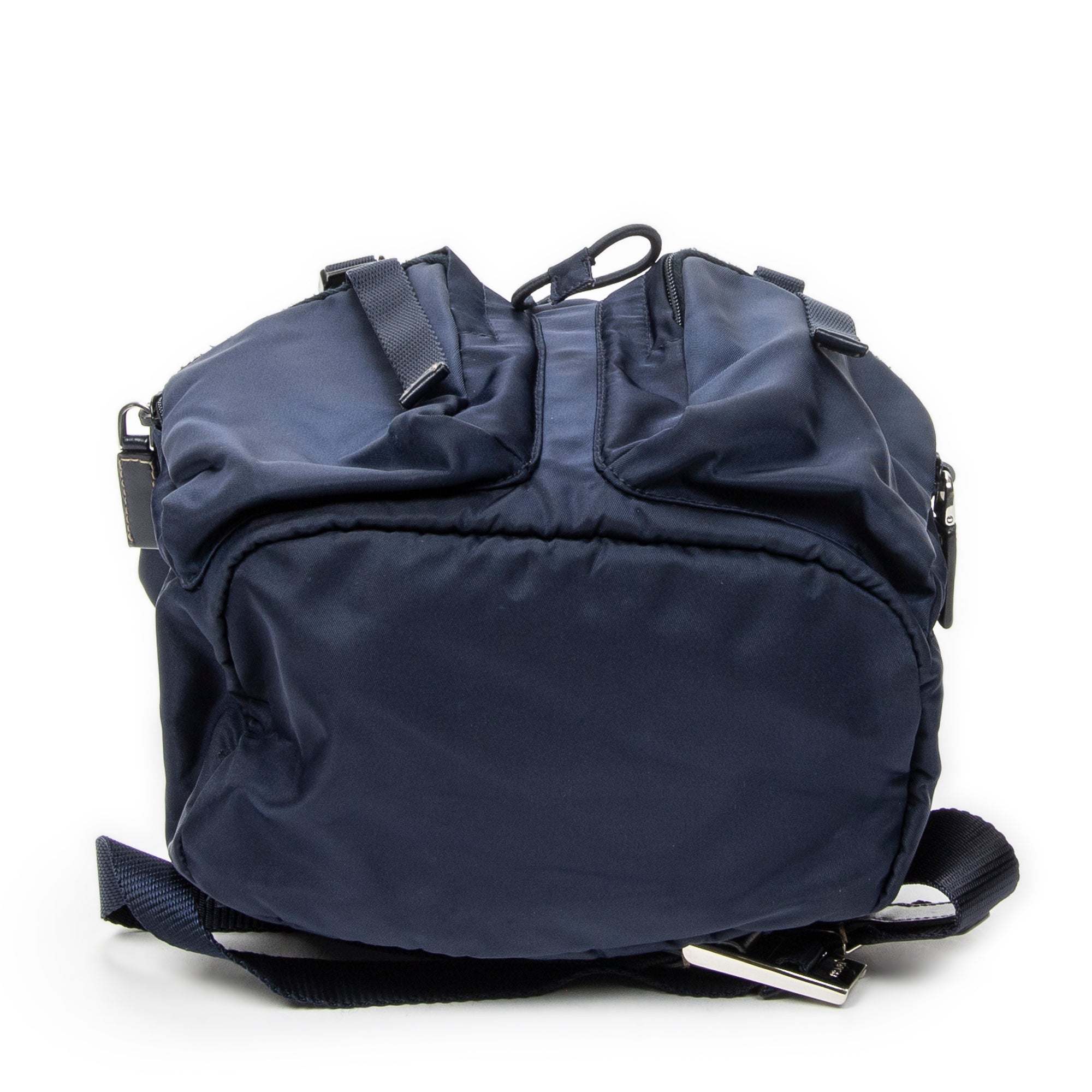 Backpack Small Flap Drawstring Backpack Navy Nylon Canvas