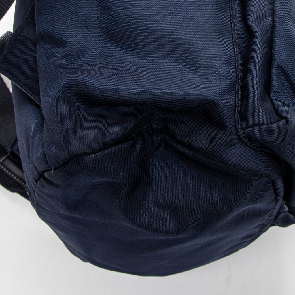 Backpack Small Flap Drawstring Backpack Navy Nylon Canvas