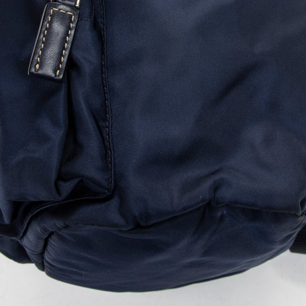Backpack Small Flap Drawstring Backpack Navy Nylon Canvas