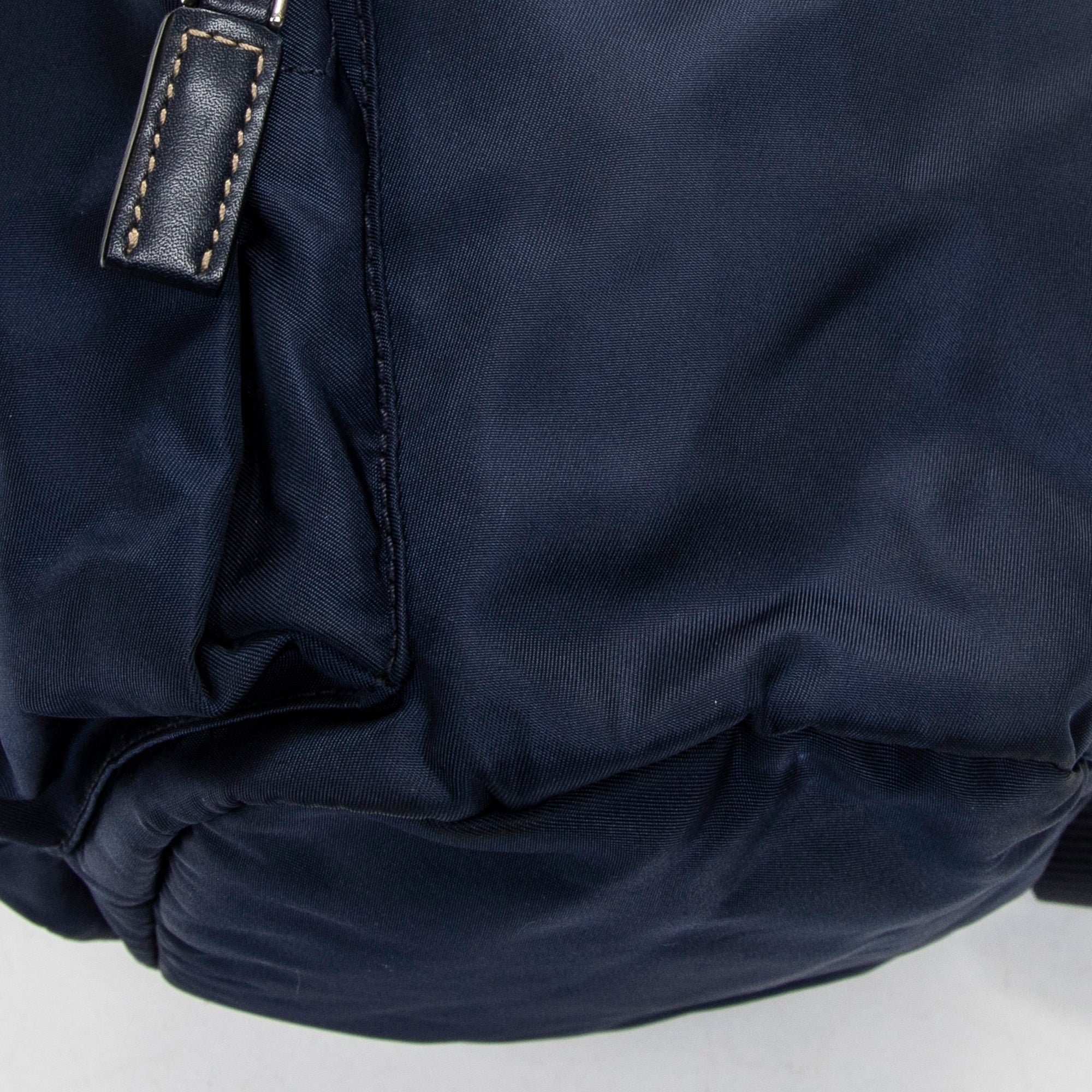 Backpack Small Flap Drawstring Backpack Navy Nylon Canvas
