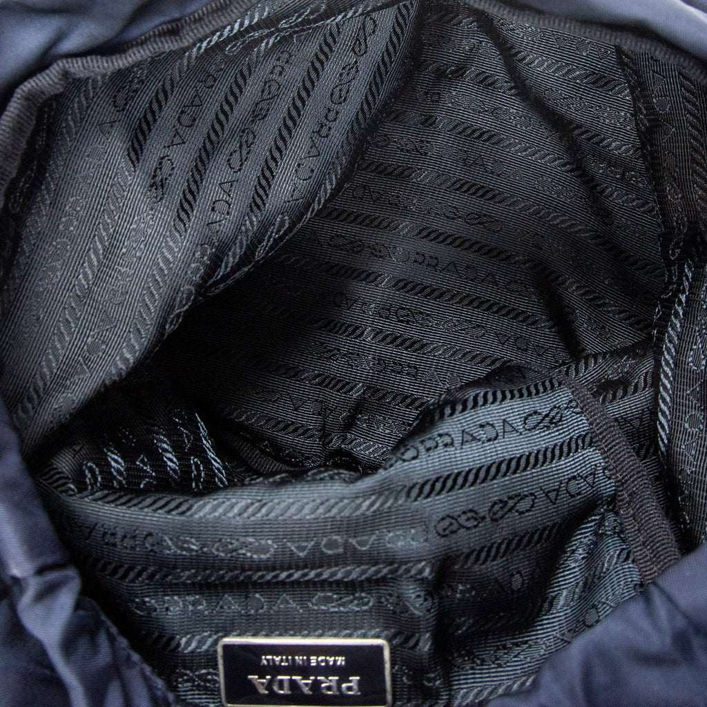 Backpack Small Flap Drawstring Backpack Navy Nylon Canvas